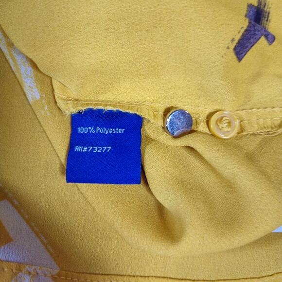 Apt 9 Button Up Top Womens Size 4X Yellow Pockets Career Preppy Artsy Classic - Picture 8 of 9